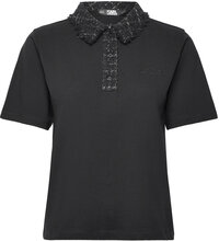 Boucle Polo T-Shirt Designers T-shirts & Tops Polos Black Karl Lagerfeld