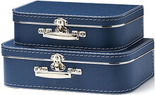 Suitcase Paper 2-Set Blue Home Kids Decor Storage Storage Boxes Blå Kid's Concept*Betinget Tilbud