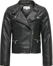 Konfreya Faux Leather Biker Otw Outerwear Jackets & Coats Leather Jacket Svart Kids Only*Betinget Tilbud