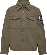 Kobsteven Badge Shacket Otw Outerwear Jackets & Coats Denim & Corduroy Green Kids Only