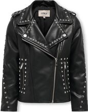 Kogsia Studded Faux Leather Biker Otw Outerwear Jackets & Coats Leather Jacket Black Kids Only