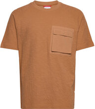 Over D Short Sleeve Cotton Slub T-shirts Short-sleeved Brun Knowledge Cotton Apparel*Betinget Tilbud