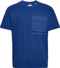 Over D Short Sleeve Cotton Slub T-shirts Short-sleeved Blå Knowledge Cotton Apparel*Betinget Tilbud