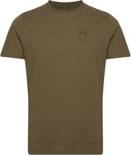Regular Owl Chest Print T-Shirt - G T-shirts Short-sleeved Kakigrønn Knowledge Cotton Apparel*Betinget Tilbud