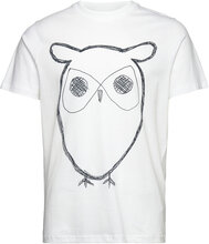 Alder Big Owl Tee - Gots/Vegan Tops T-Kortærmet Skjorte White Knowledge Cotton Apparel