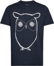 Alder Big Owl Tee - Gots/Vegan Tops T-Kortærmet Skjorte Blue Knowledge Cotton Apparel