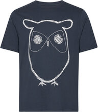 Regular Big Owl Front Print T-Shirt Tops T-Kortærmet Skjorte Blue Knowledge Cotton Apparel