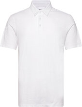Regular Linen Look Polo - Gots/Vega Tops Polos Short-sleeved White Knowledge Cotton Apparel