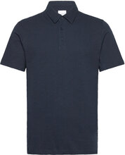 Regular Linen Look Polo - Gots/Vega Tops Polos Short-sleeved Blue Knowledge Cotton Apparel
