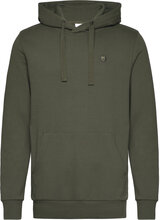Arvid Basic Hood Badge Sweat - Gots Tops Sweatshirts & Hoodies Hoodies Khaki Green Knowledge Cotton Apparel