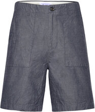 Flint Wide Slub Yarn Shorts - Gots/ Bottoms Shorts Casual Blue Knowledge Cotton Apparel