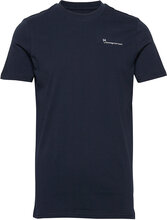 Regular Trademark Chest Print T-Shi Tops T-shirts Short-sleeved Navy Knowledge Cotton Apparel