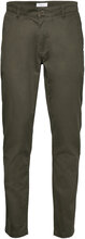 Luca Slim Twill Chino Pants - Gots/ Bottoms Trousers Chinos Khaki Green Knowledge Cotton Apparel