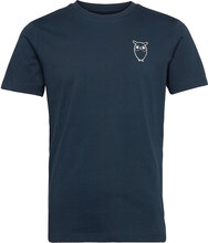 Owl Chest Tee - Gots/Vegan T-shirts Short-sleeved Marineblå Knowledge Cotton Apparel*Betinget Tilbud