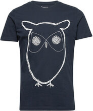 Big Owl Tee - Gots/Vegan Tops T-Kortærmet Skjorte Navy Knowledge Cotton Apparel