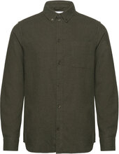 Regular Fit Melangé Flannel Shirt - Tops Shirts Casual Green Knowledge Cotton Apparel
