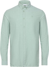 Harald Small Owl Oxford Regular Fit Tops Shirts Casual Green Knowledge Cotton Apparel