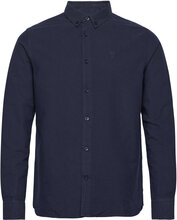 Harald Small Owl Oxford Regular Fit Tops Shirts Casual Navy Knowledge Cotton Apparel