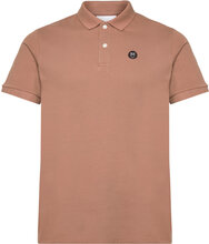 Toke Basic Badge Polo - Gots/Vegan Tops Polos Short-sleeved Brown Knowledge Cotton Apparel