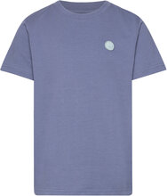 Regular Fit Badge T-Shirt - Gots/Ve Tops T-shirts Short-sleeved Blue Knowledge Cotton Apparel