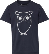 Big Owl T-Shirt - Gots/Vegan T-shirts Short-sleeved Svart Knowledge Cotton Apparel*Betinget Tilbud