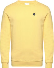Erik Basic Badge Sweat - Gots/Vegan Tops Sweat-shirts & Hoodies Sweat-shirts Yellow Knowledge Cotton Apparel