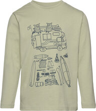 Road Trip Printed Long Sleeved T-Sh Tops T-shirts Long-sleeved T-Skjorte Green Knowledge Cotton Apparel