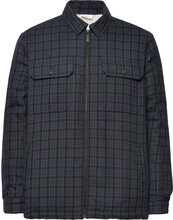 Teddy Lining Checked Overshirt - Oc Tops Overshirts Multi/patterned Knowledge Cotton Apparel