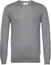 Johs Merino Crew Neck Knit Strikkegenser M. Rund Krage Grå Kronstadt*Betinget Tilbud