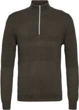 Hannes Half Zip Cotton Knit Knitwear Half Zip Pullover Kakigrønn Kronstadt*Betinget Tilbud