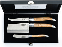 Cheese Knives Laguiole Set 3 Home Tableware Cutlery Cheese Knives Brown Laguiole Style De Vie