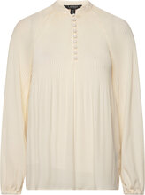 Pleated Georgette Blouse Tops Blouses Long-sleeved Cream Lauren Ralph Lauren