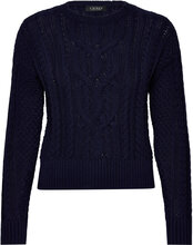 Cable-Knit Cotton Crewneck Sweater Tops Knitwear Jumpers Navy Lauren Ralph Lauren