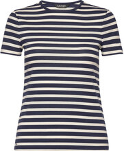 Striped Stretch Cotton Crewneck Tee Tops T-shirts & Tops Short-sleeved Navy Lauren Ralph Lauren