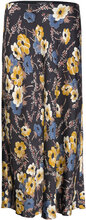 Floral Satin Charmeuse Midi Skirt Skirts Knee-length & Midi Skirts Black Lauren Ralph Lauren