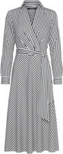 Striped Surplice Crepe Midi Dress Designers Knee-length & Midi Black Lauren Ralph Lauren