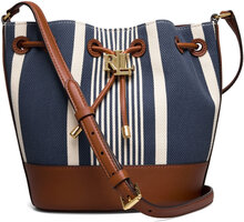 Striped Medium Andie Drawstring Bag Bags Bucket Bag Blue Lauren Ralph Lauren