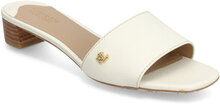 Fay Tumbled Leather Sandal Sandal Med Hæl Cream Lauren Ralph Lauren
