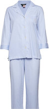 Lrl Heritage 3/4 Sl Classic Notch Pj Set Pyjamas Blue Lauren Ralph Lauren Homewear
