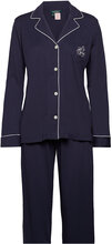 Lrl Hammond Knit Collar Pj Set Pyjamas Blue Lauren Ralph Lauren Homewear