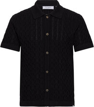 Garrett Knitted Ss Shirt Tops Knitwear Short Sleeve Knitted Polos Black Les Deux