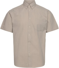 Louis Seersucker Ss Shirt Tops Shirts Short-sleeved Beige Les Deux