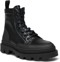 Tanner Mid-Top Leather Sneaker Snørestøvler Black Les Deux