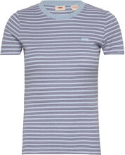 Ss Rib Baby Tee Meta Stripe Ai T-shirts & Tops Short-sleeved Blå LEVI´S Women*Betinget Tilbud