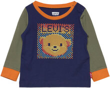 Levi's® Pixel Bear Colorblocked Tee Tops T-shirts Long-sleeved T-Skjorte Blue Levi's