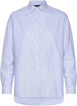 Edith Organic Cotton Oxford Shirt Tops Shirts Long-sleeved Blue Lexington Clothing