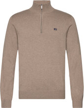 Clay Cotton Half-Zip Sweater Tops Knitwear Half Zip Jumpers Beige Lexington Clothing