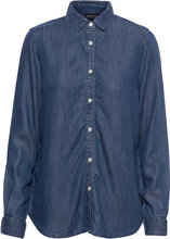 Sanna Lyocell Shirt Tops Shirts Long-sleeved Blue Lexington Clothing