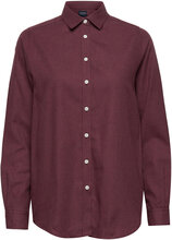 Isa Organic Cotton Light Flannel Shirt Tops Shirts Long-sleeved Burgundy Lexington Clothing