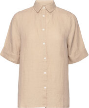 Reign Linen Short Sleeve Shirt Shirts Linen Shirts Beige Lexington Clothing*Betinget Tilbud